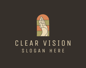 Raised Hand Stained Glass logo design