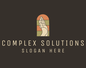 Raised Hand Stained Glass logo design