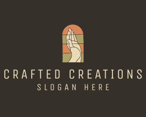 Raised Hand Stained Glass logo design