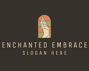 Raised Hand Stained Glass logo design