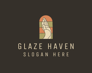 Raised Hand Stained Glass logo design