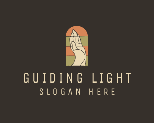 Raised Hand Stained Glass logo design