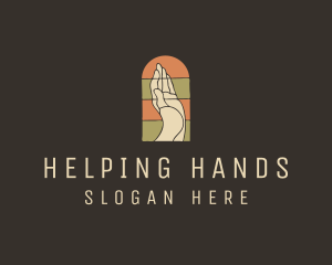 Raised Hand Stained Glass logo design