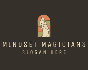 Raised Hand Stained Glass logo design