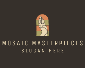 Raised Hand Stained Glass logo design