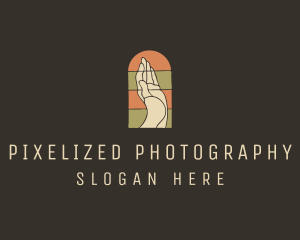 Raised Hand Stained Glass logo design