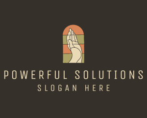 Raised Hand Stained Glass logo design