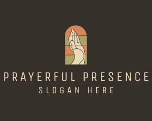 Raised Hand Stained Glass logo design