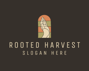 Raised Hand Stained Glass logo design