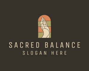 Raised Hand Stained Glass logo design