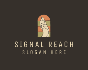 Raised Hand Stained Glass logo design