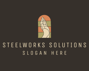 Raised Hand Stained Glass logo design