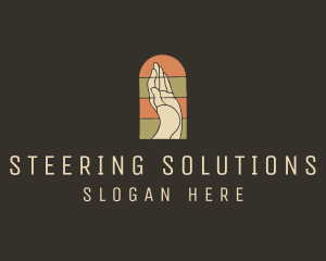 Raised Hand Stained Glass logo design