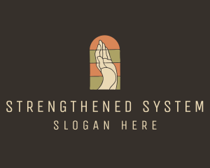 Raised Hand Stained Glass logo design