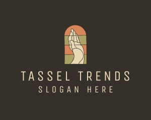 Raised Hand Stained Glass logo design