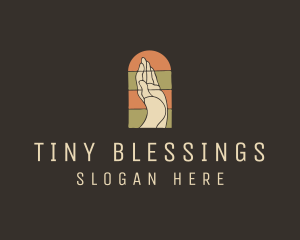 Raised Hand Stained Glass logo design