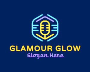 Neon Glow Microphone logo design