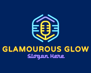 Neon Glow Microphone logo design