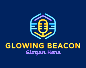 Neon Glow Microphone logo design