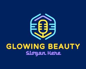 Neon Glow Microphone logo design