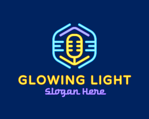 Neon Glow Microphone logo design