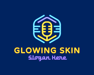 Neon Glow Microphone logo design