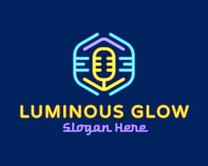 Neon Glow Microphone logo design