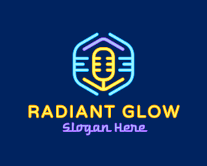 Neon Glow Microphone logo design
