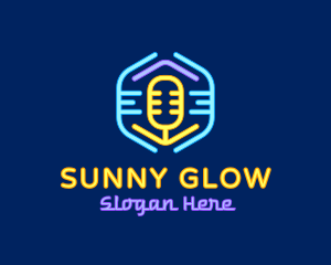 Neon Glow Microphone logo design