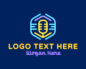 Music - Neon Glow Microphone logo design