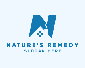 Blue House Letter N logo design