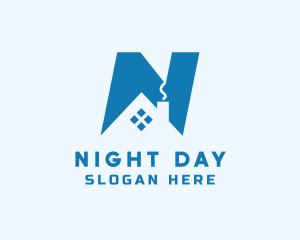 Blue House Letter N logo design