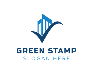 Blue Check Building logo design