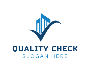 Blue Check Building logo design