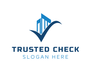 Blue Check Building logo design