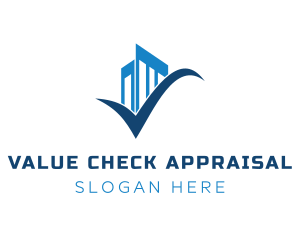 Blue Check Building logo design