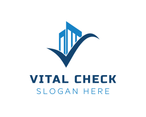 Blue Check Building logo design