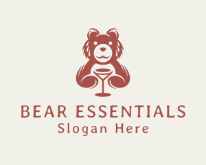 Wine Bear Sommelier logo design