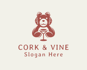 Wine Bear Sommelier logo design