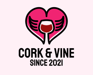 Heart Wing Wine  logo design