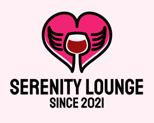 Heart Wing Wine  logo design