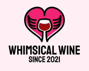 Heart Wing Wine  logo design