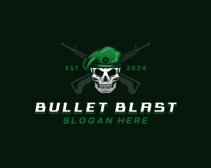 Skull Carbine Firearm logo design