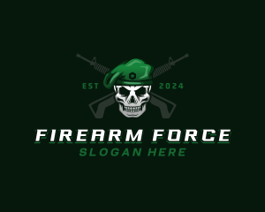 Skull Carbine Firearm logo design