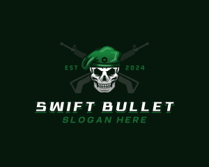 Skull Carbine Firearm logo design