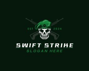 Skull Carbine Firearm logo design