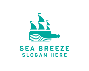 Bottle Sea Ship logo design