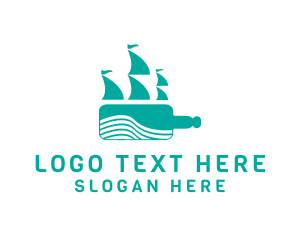 Current - Bottle Sea Ship logo design