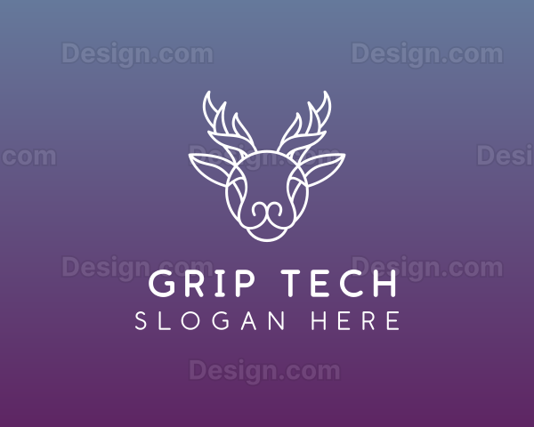 Elegant Reindeer Outline Logo