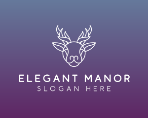 Elegant Reindeer Outline logo design